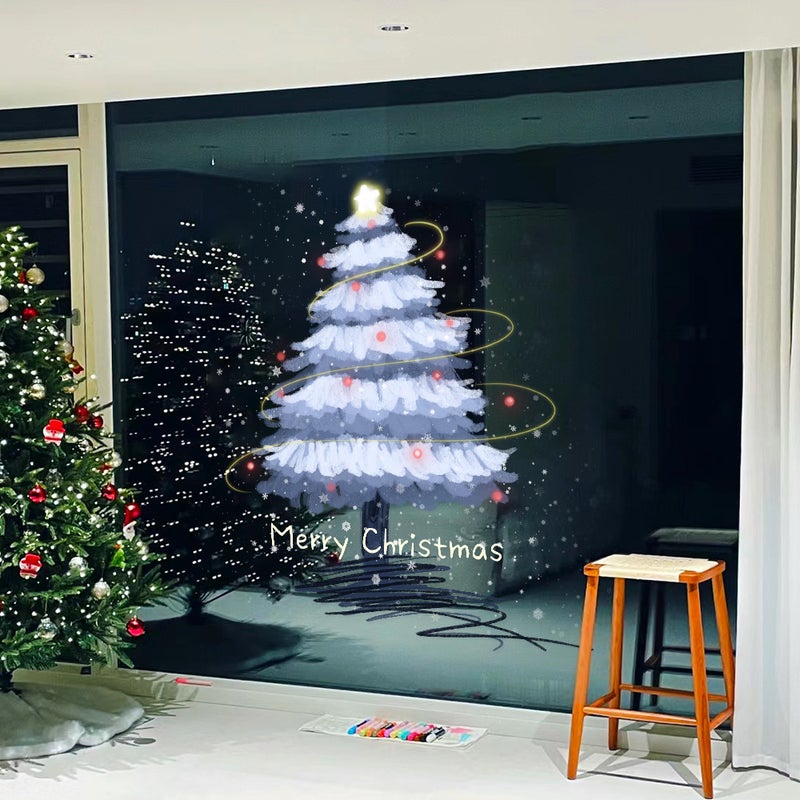 2026 New Year Christmas Glass Stickers Christmas Tree Uv Window Glass Decoration Layout Electrostatic Window Stickers Window Stickers - Image 5